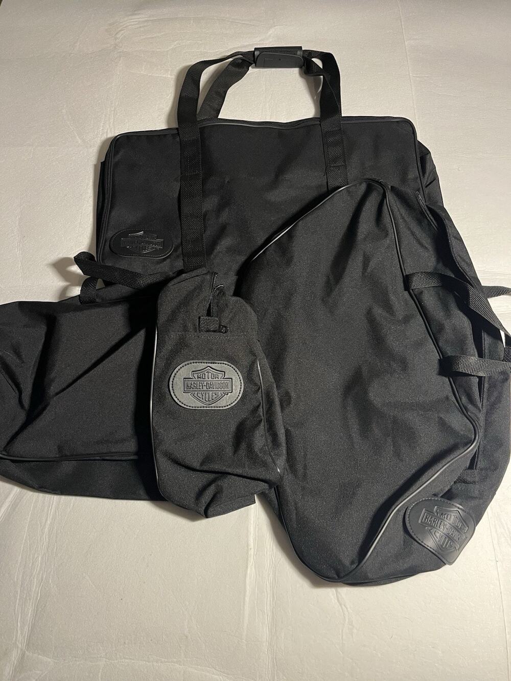 Harley Davidson 3 Piece Motorcycle Travel Luggage Bag Set Black Touring